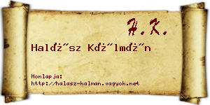 Halász Kálmán névjegykártya